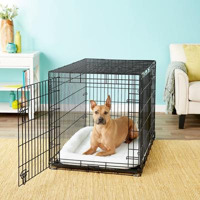 Show full view: Frisco Heavy Duty Fold & Carry Double Door Collapsible Wire Dog Crate, 42 inch & Frisco Micro Terry Dog Crate Mat, Taupe, 42-in slide 3 of 6