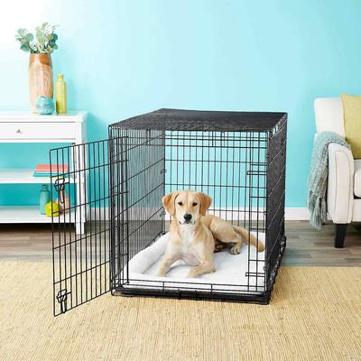 Show full view: Frisco Heavy Duty Fold & Carry Double Door Collapsible Wire Dog Crate, 48 inch & Frisco Micro Terry Dog Crate Mat, Taupe, 48-in slide 3 of 6