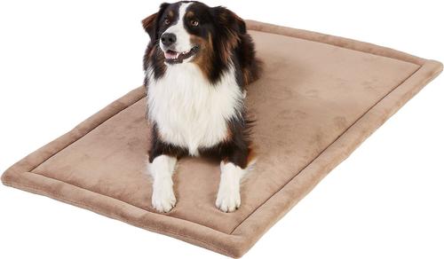 Show full view: Frisco Heavy Duty Fold & Carry Double Door Collapsible Wire Dog Crate, 48 inch & Frisco Micro Terry Dog Crate Mat, Taupe, 48-in slide 5 of 6