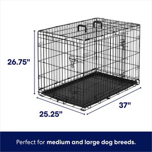 Frisco Heavy Duty Fold & Carry Double Door Collapsible Wire Dog Crate, Med/Large