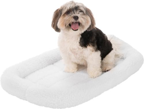 Show full view: Frisco Heavy Duty Fold & Carry Single Door Collapsible Wire Dog Crate, 24 inch & Frisco Quilted Dog Crate Mat, Ivory, 24-in slide 5 of 6