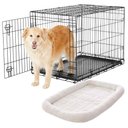 Frisco Heavy Duty Fold & Carry Single Door Collapsible Wire Dog Crate, 36 inch & Frisco Quilted Dog Crate Mat, Ivory, 36-in