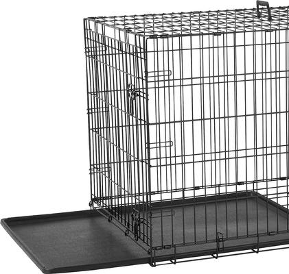 Show full view: Frisco Heavy Duty Fold & Carry Single Door Collapsible Wire Dog Crate, 42 inch & Frisco Quilted Dog Crate Mat, Ivory, 42-in slide 2 of 6
