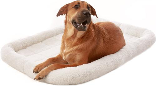 Show full view: Frisco Heavy Duty Fold & Carry Single Door Collapsible Wire Dog Crate, 42 inch & Frisco Quilted Dog Crate Mat, Ivory, 42-in slide 5 of 6