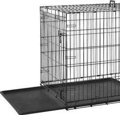 Frisco Heavy Duty Fold & Carry Single Door Collapsible Wire Dog Crate, 48 inch & Frisco Quilted Dog Crate Mat, Ivory, 48-in slide 2 of 5