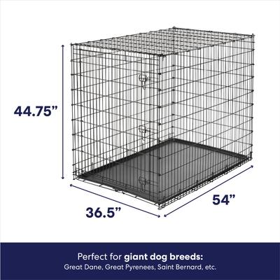 Show full view: Frisco Heavy Duty Single Door Wire Dog Crate, XX-Large + MidWest Quiet Time Fleece Dog Crate Mat, Gray, 54-in slide 3 of 10