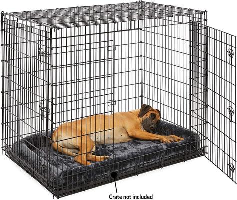 Show full view: Frisco Heavy Duty Single Door Wire Dog Crate, XX-Large + MidWest Quiet Time Fleece Dog Crate Mat, Gray, 54-in slide 9 of 10