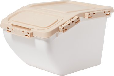 DDMOMMY Collapsible Dog & Cat Food Container with Transparent Lid, Scoop & Bowl, Grey, 23-lb capacity