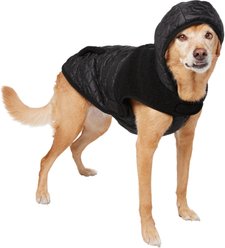 Frisco Heavy Weight Dog & Cat Quilted Hybrid Coat with Sherpa Lining, Black, X-Large