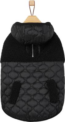 Show full view: Frisco Heavy Weight Dog & Cat Quilted Hybrid Coat with Sherpa Lining, Black, X-Large slide 3 of 9