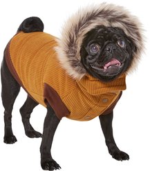Frisco Heavy Weight Lux Corduroy Insulated Dog & Cat Coat with Fur Trimmed Hood, Medium