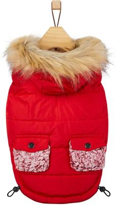 Show full view: Frisco Heavy Weight Matte Quilted Dog & Cat Parka with Cozy Fleece Lining, Red, Large slide 3 of 9