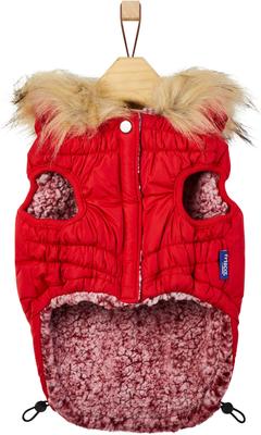 Show full view: Frisco Heavy Weight Matte Quilted Dog & Cat Parka with Cozy Fleece Lining, Red, Large slide 4 of 9