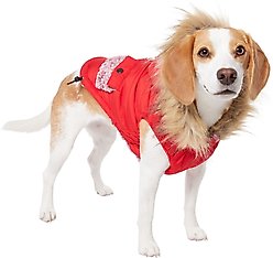 Frisco Heavy Weight Matte Quilted Dog & Cat Parka with Cozy Fleece Lining, Red, Medium