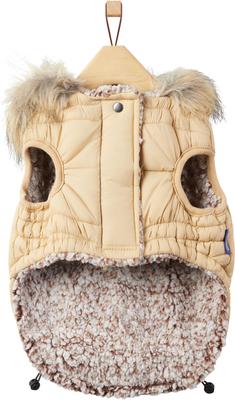 Show full view: Frisco Heavy Weight Matte Quilted Dog & Cat Parka with Cozy Fleece Lining, Tan, Large slide 5 of 10