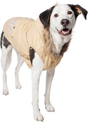 Frisco Heavy Weight Matte Quilted Dog & Cat Parka with Cozy Fleece Lining, Tan, XX-Large