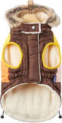 Show full view: Frisco Heavy Weight Urban City Colorblock Dog & Cat Parka with Sherpa Lining, Brown, Medium slide 5 of 10