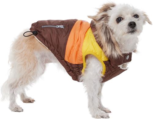Show full view: Frisco Heavy Weight Urban City Colorblock Dog & Cat Parka with Sherpa Lining, Brown, Small slide 4 of 11