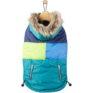 Frisco Heavy Weight Urban City Colorblock Dog & Cat Parka with Sherpa Lining, Green, Medium