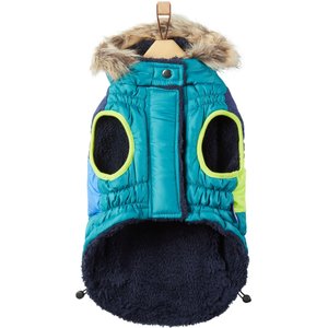 Frisco Heavy Weight Urban City Colorblock Dog & Cat Parka with Sherpa Lining, Green, Medium