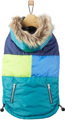 Show full view: Frisco Heavy Weight Urban City Colorblock Dog & Cat Parka with Sherpa Lining, Green, Small slide 3 of 9