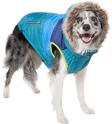 Show full view: Frisco Heavy Weight Urban City Colorblock Dog & Cat Parka with Sherpa Lining, Green, X-Large slide 1 of 10