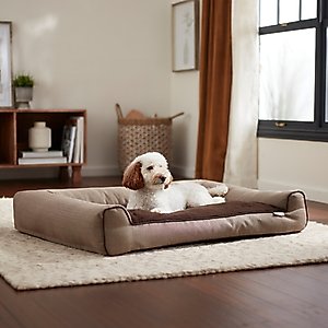 Frisco Herringbone Modern Couch Dog & Cat Bed, Brown, Large