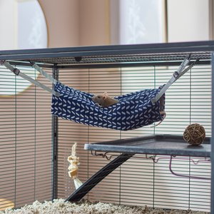 Frisco Herringbone Small Pet Plush Hanging Tunnel, Blue