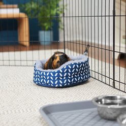 Frisco Herringbone Small Pet Plush Oval Cuddler, Blue