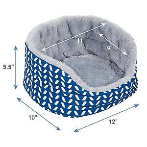Frisco Herringbone Small Pet Plush Round Cuddler, Blue