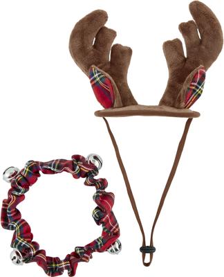 Show full view: Frisco Christmas Antler Headband & Bell Collar Dog & Cat Costume, X-Large/XX-Large slide 3 of 7