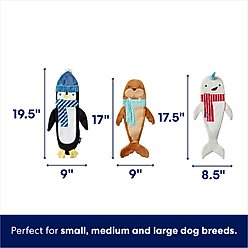 Frisco Holiday Arctic Friends Stuffing-Free Skinny Plush Squeaky Dog Toy, Small to Large, 3 count slide 2 of 6