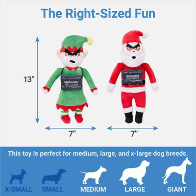 Show full view: Frisco Holiday Bad Santa & Elf Plush Squeaky Dog Toy, 2 count slide 2 of 4