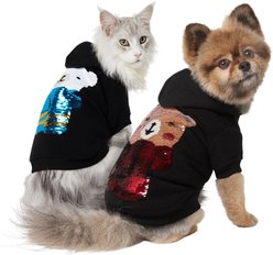 Frisco Christmas Bears Flip Sequin Dog & Cat Hoodie, Medium