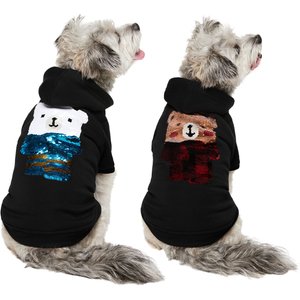 Frisco Holiday Bears Flip Sequin Dog & Cat Hoodie, Small