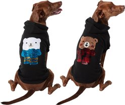 Frisco Holiday Bears Flip Sequin Dog & Cat Hoodie, X-Large