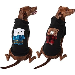 Frisco Holiday Bears Flip Sequin Dog & Cat Hoodie, X-Large