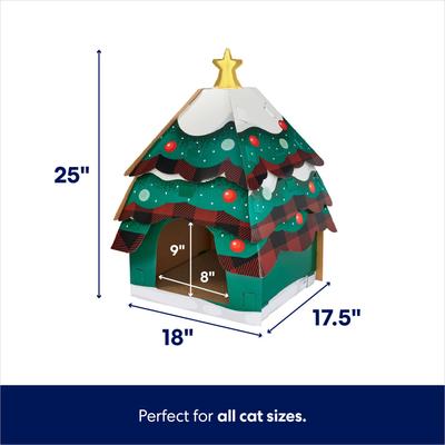 Show full view: Frisco Holiday Christmas Tree Cardboard Cat House slide 2 of 9