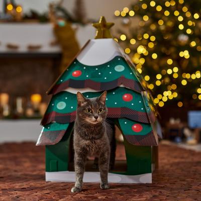 Show full view: Frisco Holiday Christmas Tree Cardboard Cat House slide 5 of 9