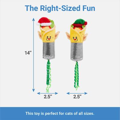 Show full view: Frisco Holiday Elf Burrito Plush Kicker Cat Toy with Catnip, 2 count slide 2 of 6