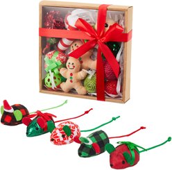 Frisco Holiday Festive Red Variety Pack Gift Box + Holiday Mice Cat Toy with Catnip, 5 count
