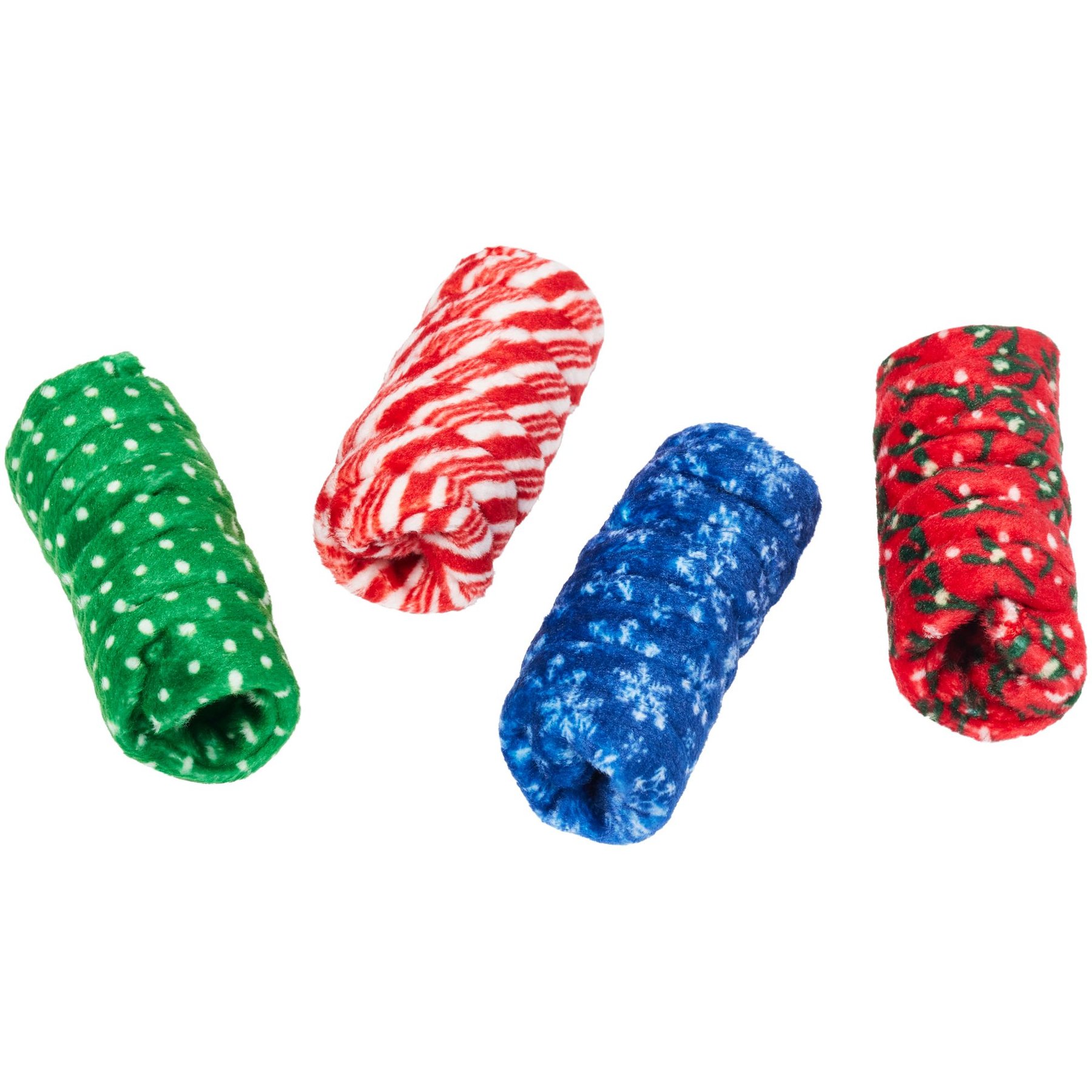 Frisco Holiday Festive Swatting Spirals Cat Toy, Mistletoe & Snowflakes, 4 count