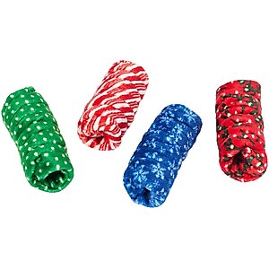 Frisco Holiday Festive Swatting Spirals Cat Toy, Mistletoe & Snowflakes, 4 count
