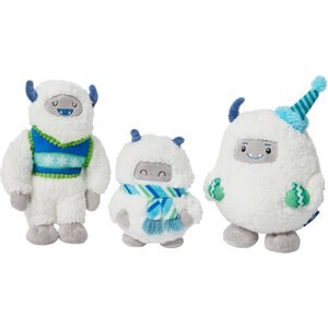 Frisco Holiday Friendly Yetis Plush Squeaky Dog Toy, Medium/Large, 3 count