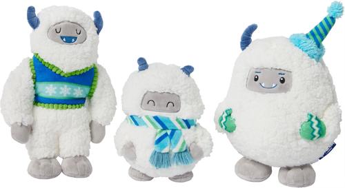 FRISCO Holiday Friendly Yetis Plush Squeaky Dog Toy, Medium/Large