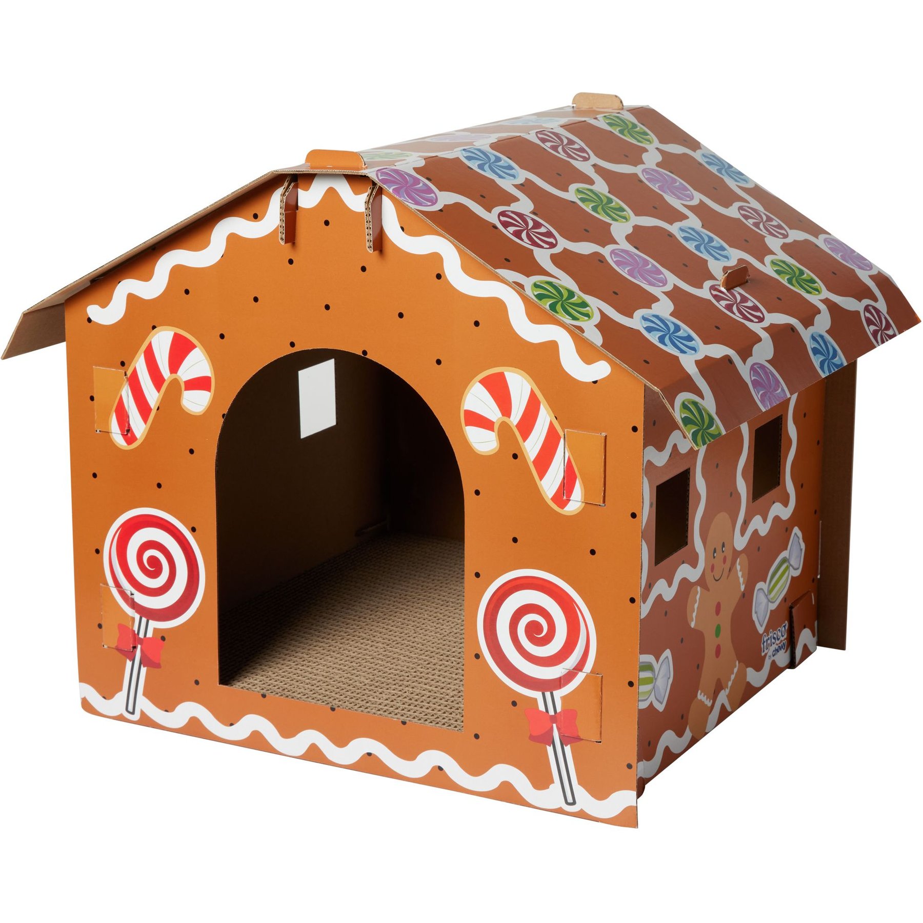 FRISCO Holiday Gingerbread Cardboard Cat House