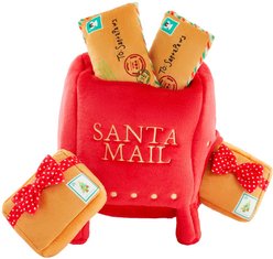 Frisco Holiday House + Holiday North Pole Mailbox Hide & Seek Puzzle Plush Squeaky Dog Toy, Medium
