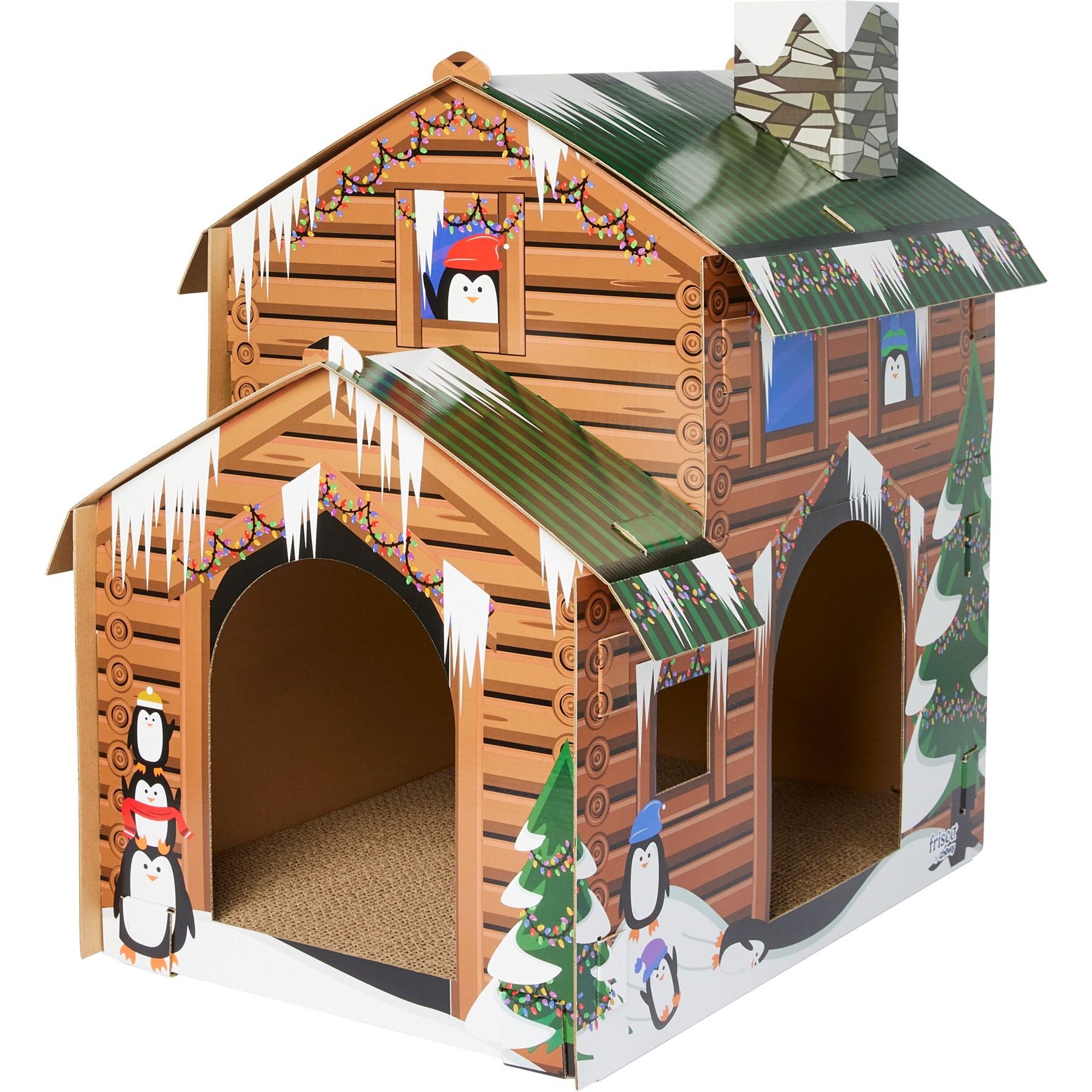 Out of Stock - FRISCO Holiday Log Cabin Cardboard Cat House