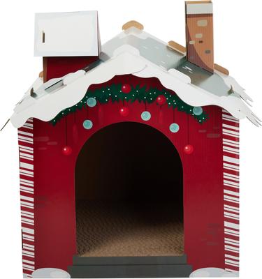 Show full view: Frisco Holiday Log Cabin + Holiday Santa's Workshop Cardboard Cat House slide 8 of 10