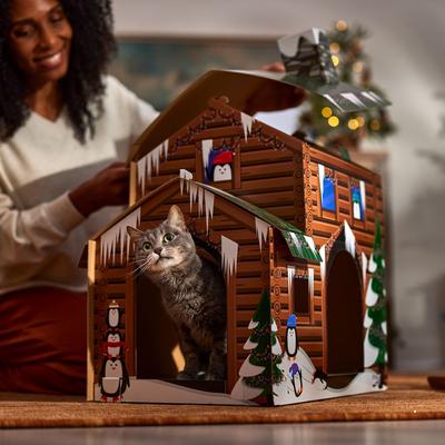 Show full view: Frisco Holiday Log Cabin + Holiday Santa's Workshop Cardboard Cat House slide 5 of 10